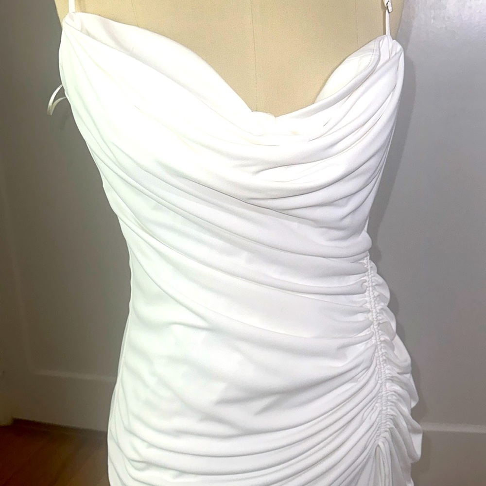 Zara Draped Midi Dress - White - Size XL